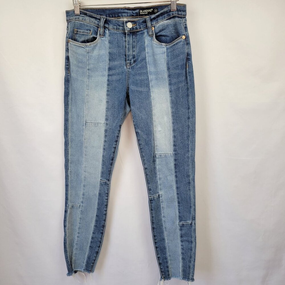 Blank NYC Reade Crop Patchwork High Rise Jeans Size 28